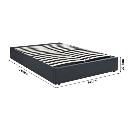 Cama estofada Nola com estrado pele sintética + colchão 140x200 cm Preta en.casa