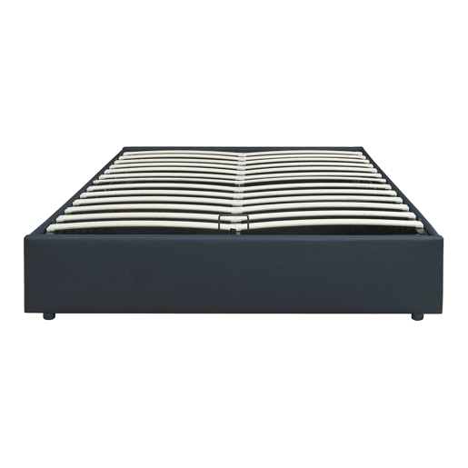 Cama estofada Nola com estrado pele sintética + colchão 140x200 cm Preta en.casa