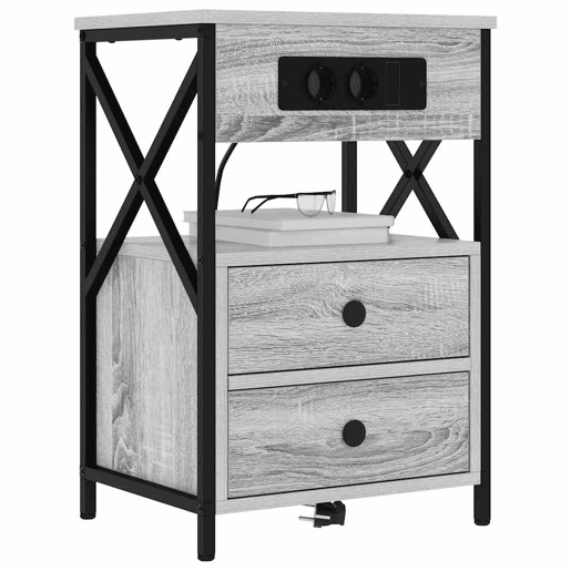 Mesa De Cabeceira - Mesinha De Cabeceira com gaveta Sonoma cinzento 40 x 31 x 60 cm