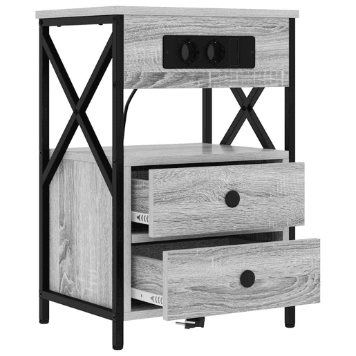Mesa De Cabeceira - Mesinha De Cabeceira com gaveta Sonoma cinzento 40 x 31 x 60 cm