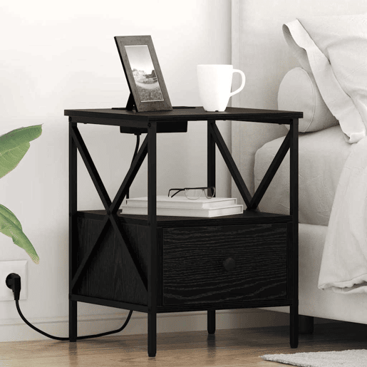 Mesa De Cabeceira - Mesinha De Cabeceira Carvalho preto 41.5 x 40.5 x 55 cm