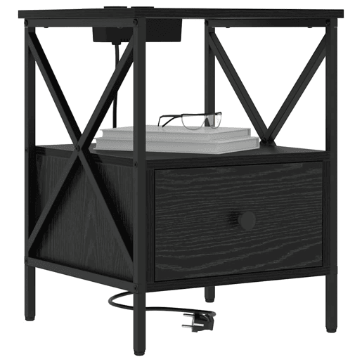 Mesa De Cabeceira - Mesinha De Cabeceira Carvalho preto 41.5 x 40.5 x 55 cm