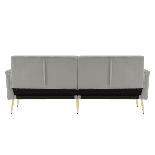 Sofá-cama moderno de 2 lugares - com função de cama e pés auxiliares - Cinza