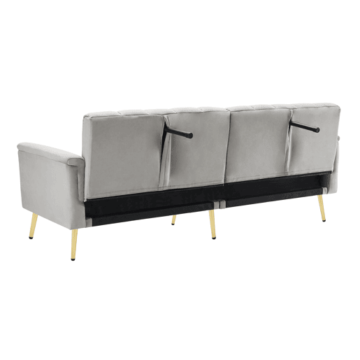 Sofá-cama moderno de 2 lugares - com função de cama e pés auxiliares - Cinza