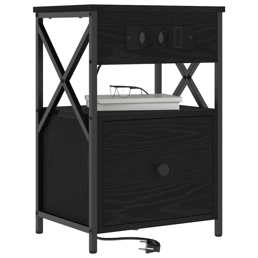 Mesa De Cabeceira - Mesinha De Cabeceira com gaveta Carvalho preto 40 x 31 x 60 cm