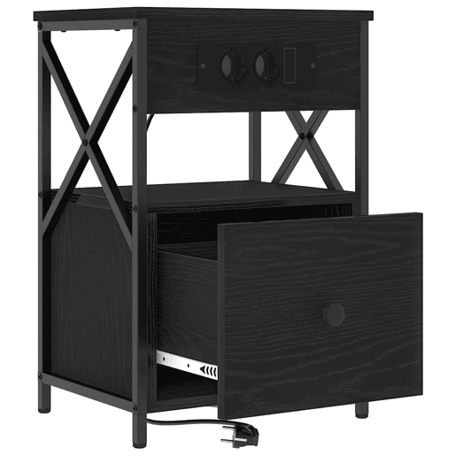 Mesa De Cabeceira - Mesinha De Cabeceira com gaveta Carvalho preto 40 x 31 x 60 cm