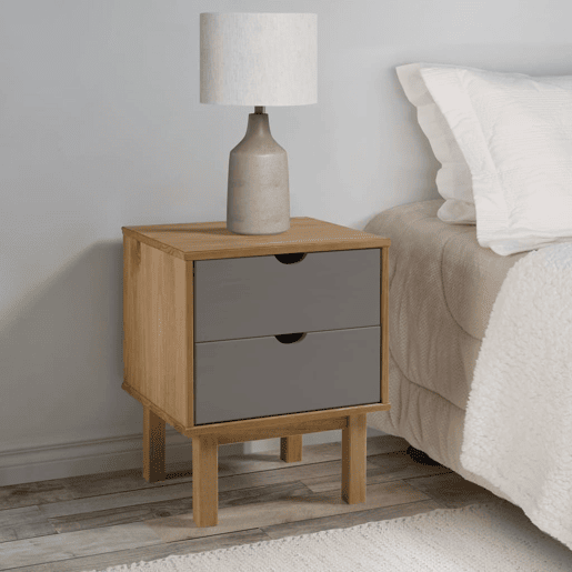 Mesa De Cabeceira - Mesinha De Cabeceira 45x39x57 cm pinho maciço castanhocinza