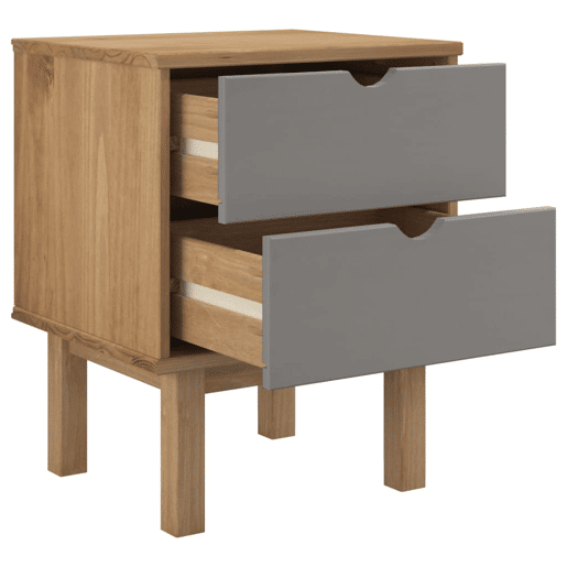 Mesa De Cabeceira - Mesinha De Cabeceira 45x39x57 cm pinho maciço castanhocinza