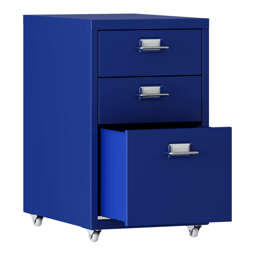 Armário de arquivo móvel Kökar com 3 gavetas aço 48x28x41 cm Azul en.casa