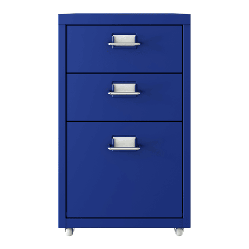Armário de arquivo móvel Kökar com 3 gavetas aço 48x28x41 cm Azul en.casa
