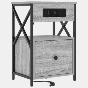 Mesa De Cabeceira - Mesinha De Cabeceira com gaveta Sonoma cinzento 40 x 31 x 60 cm