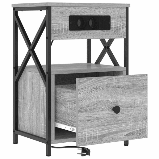 Mesa De Cabeceira - Mesinha De Cabeceira com gaveta Sonoma cinzento 40 x 31 x 60 cm