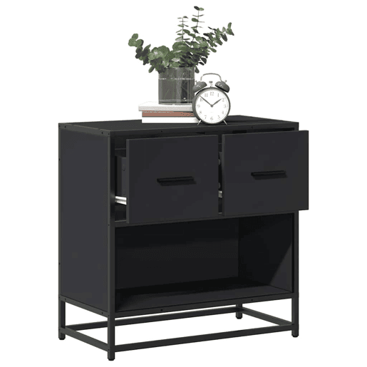 Mesa De Cabeceira - Mesinha De Cabeceira 60x31x60 cm madeira e metal preto