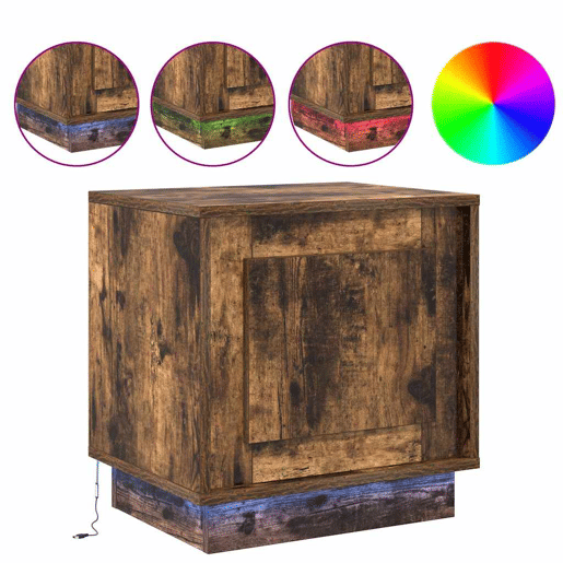 Mesa De Cabeceira - Mesinha De Cabeceira com Carvalho Defumado 44 x 34.5 x 45 cm