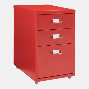 Armário de arquivo móvel Kökar com 3 gavetas aço 48x28x41 cm vermelho en.casa