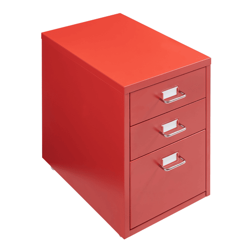 Armário de arquivo móvel Kökar com 3 gavetas aço 48x28x41 cm vermelho en.casa