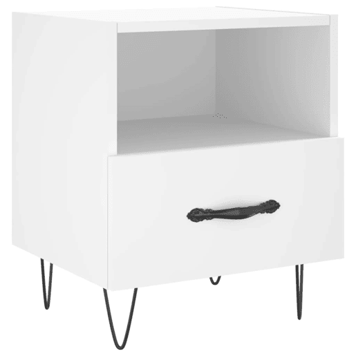 Lote de 2 Mesas De Cabeceira - Mesinhas De Cabeceira 40x35x47,5 cm deriv. de madeira branco