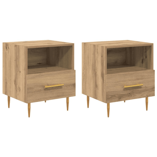 Lote de 2 Mesa De Cabeceira - Mesinha De Cabeceira com gaveta Castanho 40 x 35 x 47,5 cm