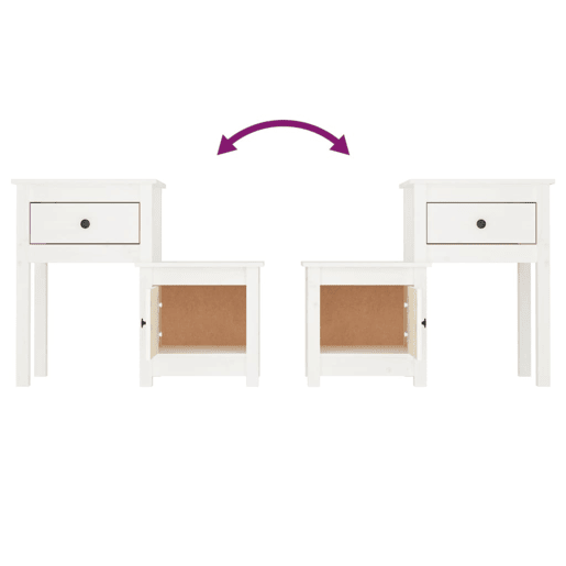 Mesa De Cabeceira - Mesinha De Cabeceira 79,5x38x65,5 cm madeira pinho maciça branco