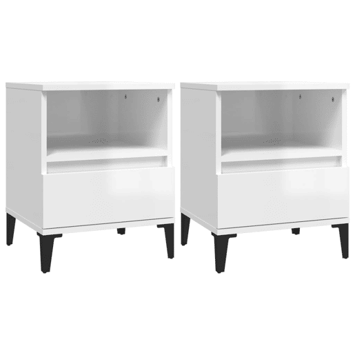 Lote de 2 Mesas De Cabeceira - Mesinhas De Cabeceira 40x35x50 cm branco brilhante