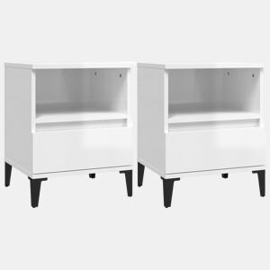 Lote de 2 Mesas De Cabeceira - Mesinhas De Cabeceira 40x35x50 cm branco brilhante
