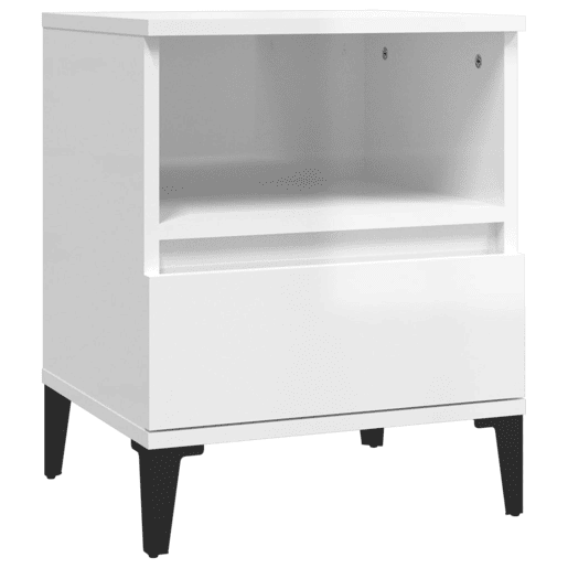 Lote de 2 Mesas De Cabeceira - Mesinhas De Cabeceira 40x35x50 cm branco brilhante