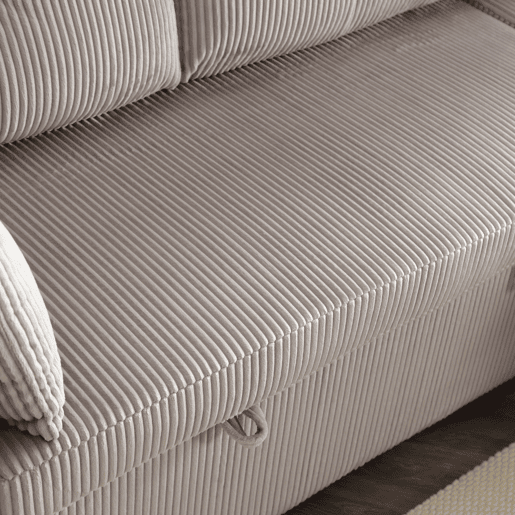 Sofá-cama multifuncional de 3 lugares - Sofá seccional com arrumação e cama extraível - Cinza claro