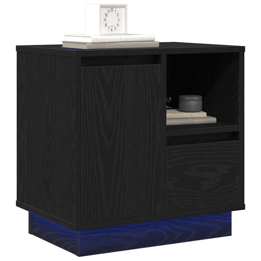 Mesa De Cabeceira - Mesinha De Cabeceira com gaveta com Preto 50 x 34.5 x 50 cm.