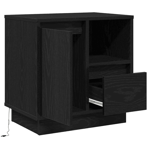 Mesa De Cabeceira - Mesinha De Cabeceira com gaveta com Preto 50 x 34.5 x 50 cm.