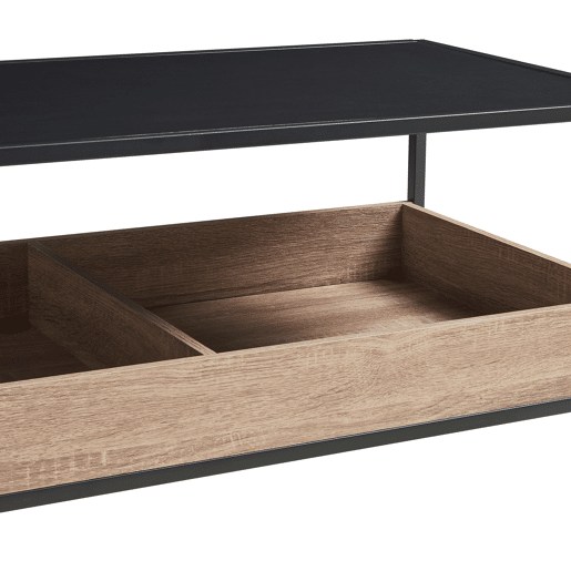 Mesa de centro Belana 2 compartimentos 100x48x39 cm pretocarvalho en.casa