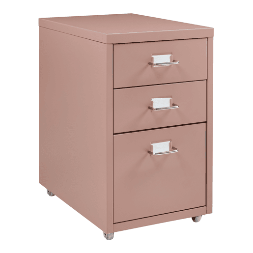 Armário de arquivo móvel Kökar com 3 gavetas aço 48x28x41 cm Castanho claro en.casa