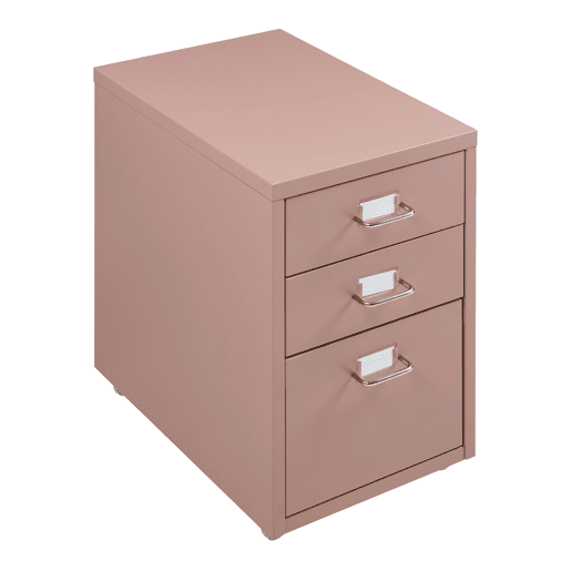 Armário de arquivo móvel Kökar com 3 gavetas aço 48x28x41 cm Castanho claro en.casa