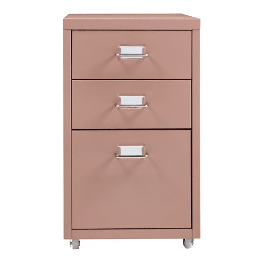 Armário de arquivo móvel Kökar com 3 gavetas aço 48x28x41 cm Castanho claro en.casa