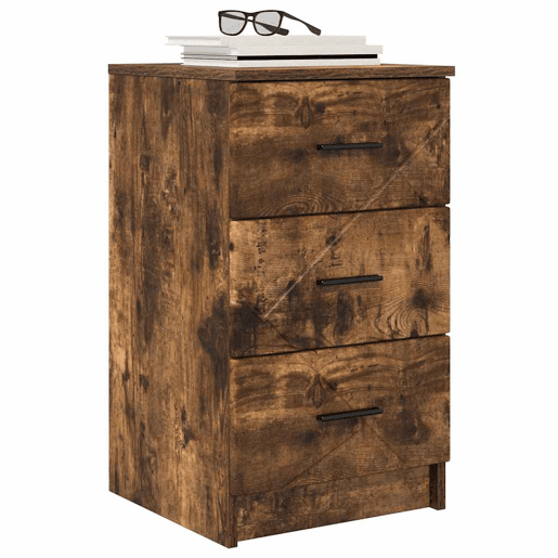 Mesa De Cabeceira - Mesinha De Cabeceira com gaveta Carvalho fumado 38 x 38 x 66 cm