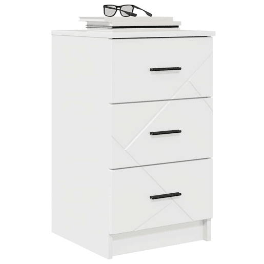 Mesa De Cabeceira - Mesinha De Cabeceira Branco brilhante 38 x 38 x 66 cm