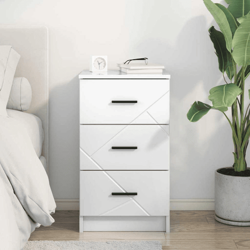 Mesa De Cabeceira - Mesinha De Cabeceira Branco brilhante 38 x 38 x 66 cm