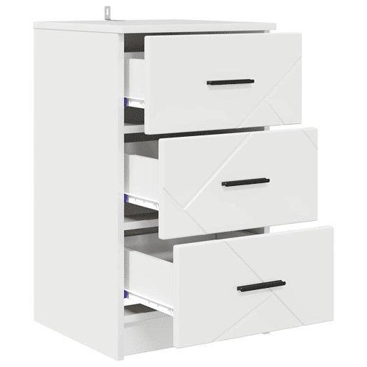 Mesa De Cabeceira - Mesinha De Cabeceira Branco brilhante 38 x 38 x 66 cm