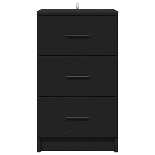 Mesa De Cabeceira - Mesinha De Cabeceira Preto 38 x 38 x 66 cm Madeira processada