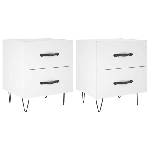 Lote de 2 Mesas De Cabeceira - Mesinhas De Cabeceira 40x35x47,5 cm deriv. de madeira branco