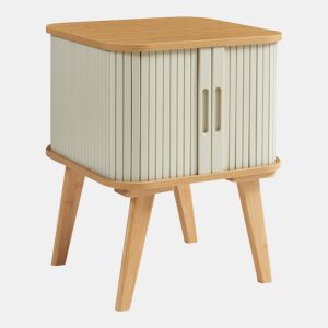 Mesa de apoio Tysvær com 2 portas bambu 59x45x45 cm Branco en.casa