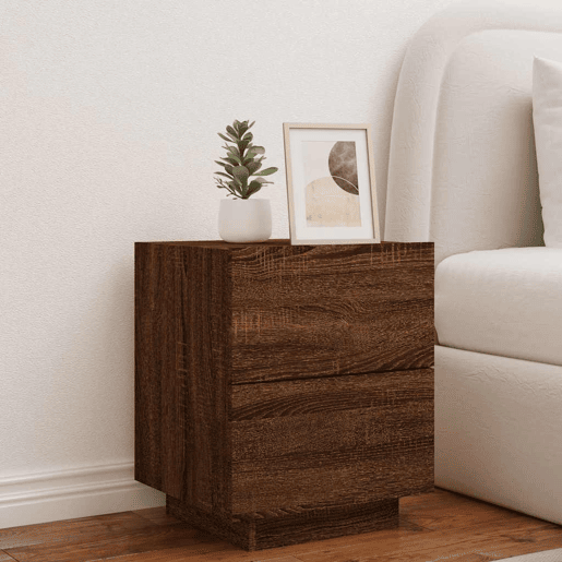 Mesa De Cabeceira Mesinha De Cabeceira - c luzes LED derivados madeira carvalho castanho