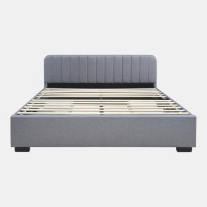 Cama estofada Nofrenna com 4 gavetas MDF 140x200 cm Cinzento en.casa