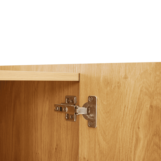 Aparador 160x40x78 cm - Com 4 portas e detalhes em metal - Madeira natural