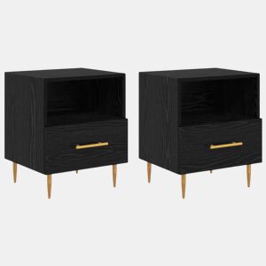 Lote de 2 Mesa De Cabeceira - Mesinha De Cabeceira com gaveta Preto 40 x 35 x 47,5 cm