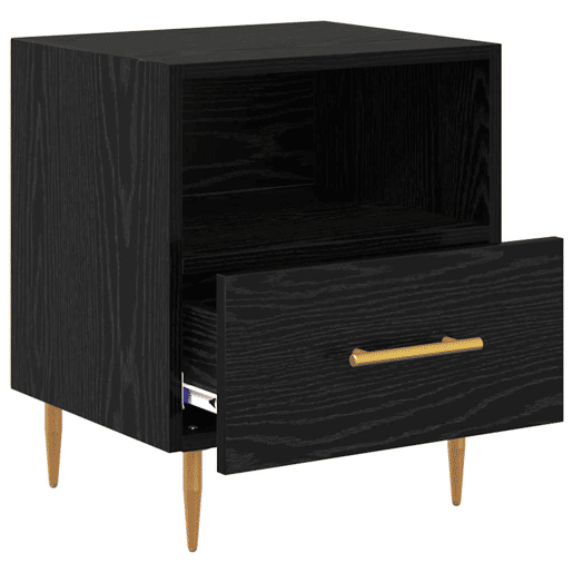 Lote de 2 Mesa De Cabeceira - Mesinha De Cabeceira com gaveta Preto 40 x 35 x 47,5 cm