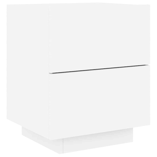 Mesa De Cabeceira - Mesinha De Cabeceira com luzes LED derivados de madeira branco