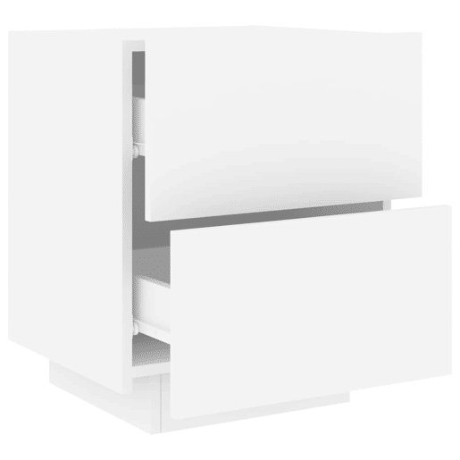 Mesa De Cabeceira - Mesinha De Cabeceira com luzes LED derivados de madeira branco