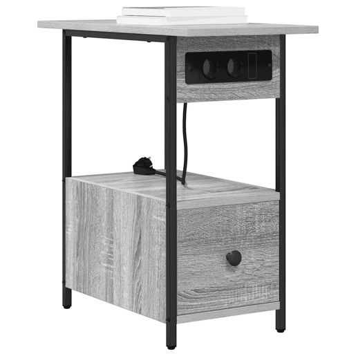 Mesa De Cabeceira - Mesinha De Cabeceira com gaveta Sonoma cinzento 60 x 30 x 61 cm