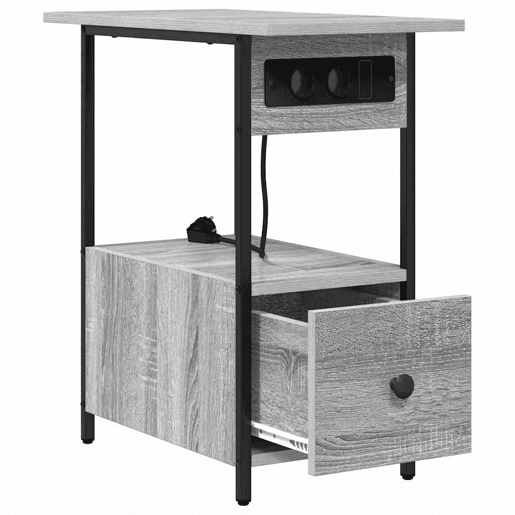 Mesa De Cabeceira - Mesinha De Cabeceira com gaveta Sonoma cinzento 60 x 30 x 61 cm