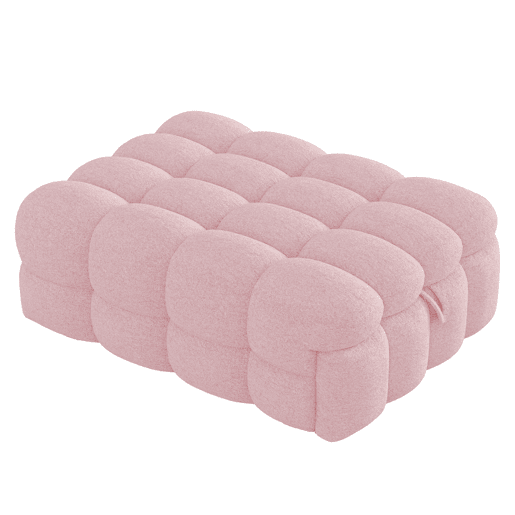 Sofá-cama 90x200 cm - 2 em 1, Puff, Cama individual, Tecido Teddy - Rosa